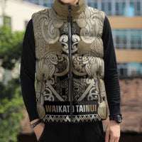Aotearoa Iwi Waikato Tainui Sleeveless Puffer Jacket Maori Wharenui House Tribal Pattern LT9 - Polynesian Pride