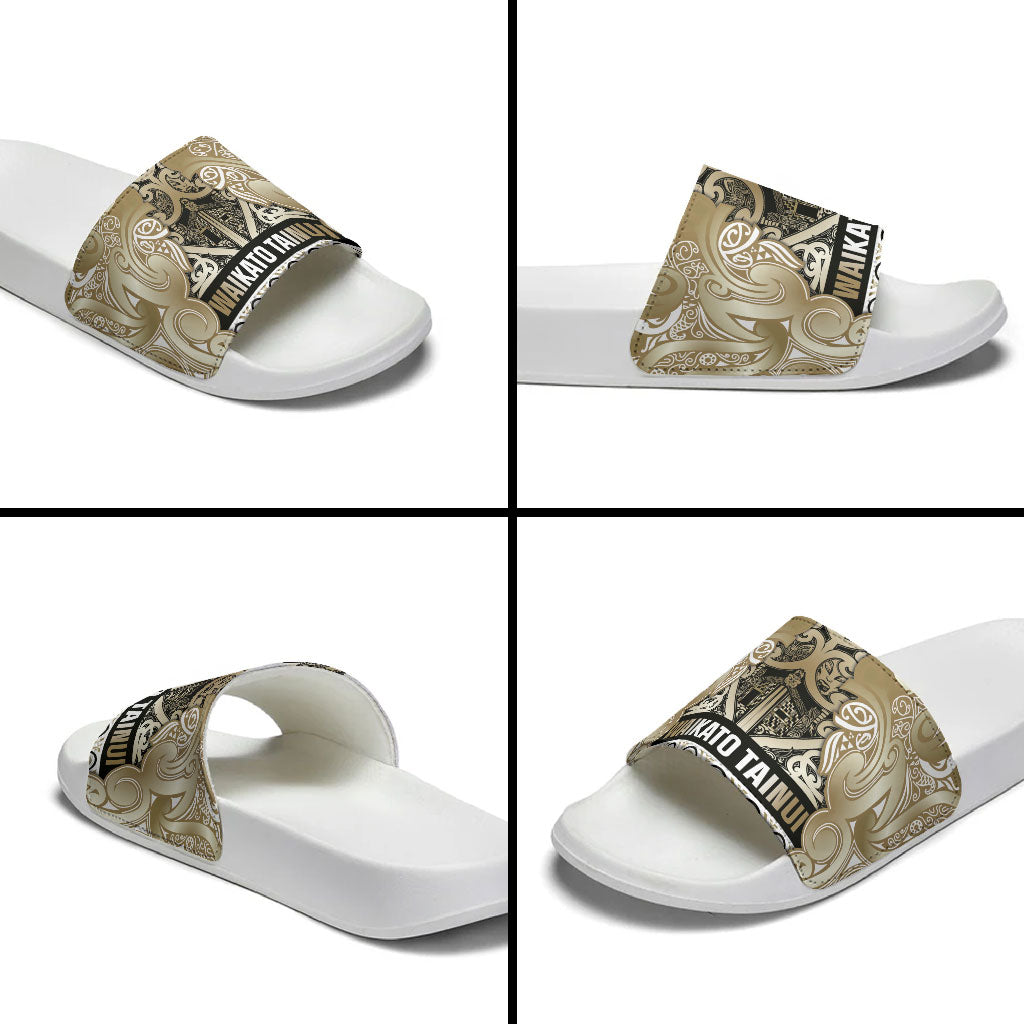 Aotearoa Iwi Waikato Tainui Slide Sandals Maori Wharenui House Tribal Pattern LT9 - Polynesian Pride