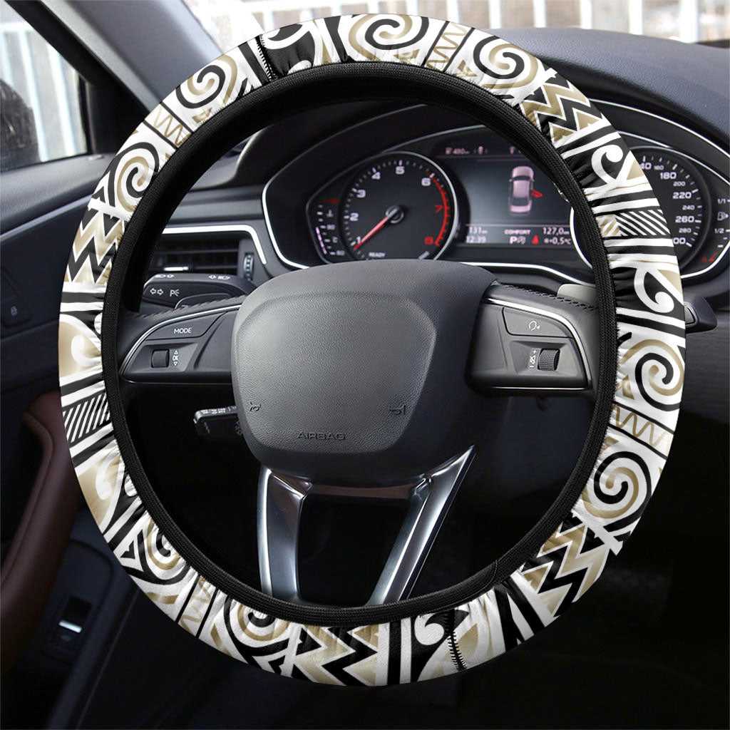 Aotearoa Iwi Waikato Tainui Steering Wheel Cover Maori Wharenui House Tribal Pattern LT9 - Polynesian Pride