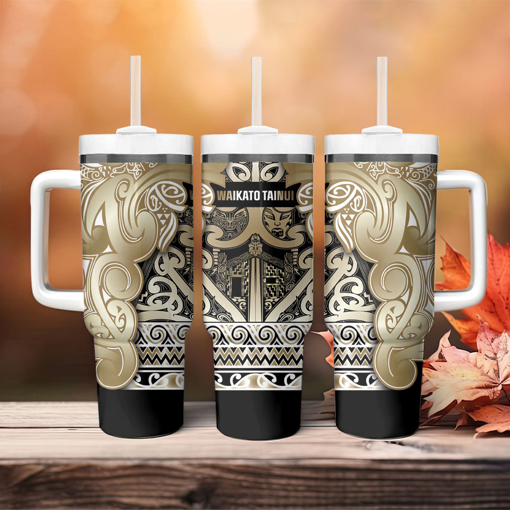 Aotearoa Iwi Waikato Tainui Tumbler With Handle Maori Wharenui House Tribal Pattern LT9 - Polynesian Pride