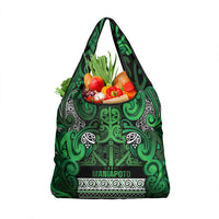 Aotearoa Iwi Ngati Maniapoto Grocery Bag Maori Wharenui House Tribal Pattern LT9 1-pack One Size Dark green - Polynesian Pride