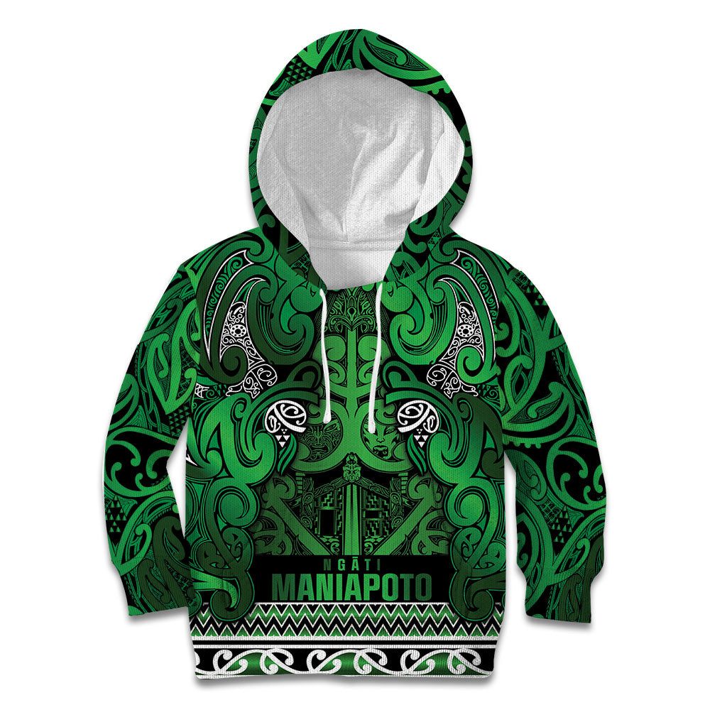 Aotearoa Iwi Ngati Maniapoto Kid Hoodie Maori Wharenui House Tribal Pattern LT9 Hoodie Dark green - Polynesian Pride