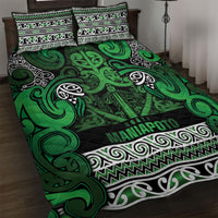Aotearoa Iwi Ngati Maniapoto Quilt Bed Set Maori Wharenui House Tribal Pattern LT9 Dark green - Polynesian Pride