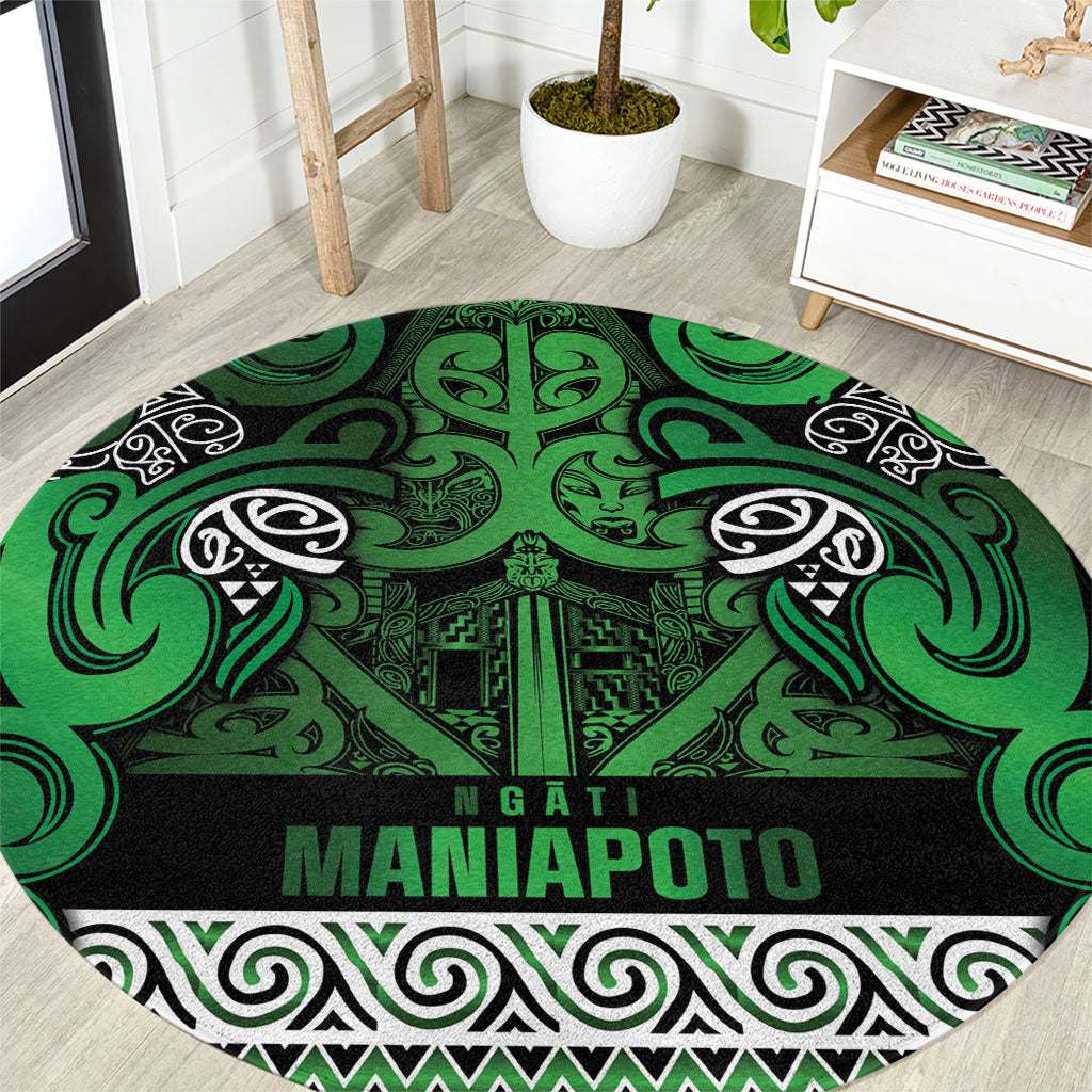 Aotearoa Iwi Ngati Maniapoto Round Carpet Maori Wharenui House Tribal Pattern LT9 Dark green - Polynesian Pride