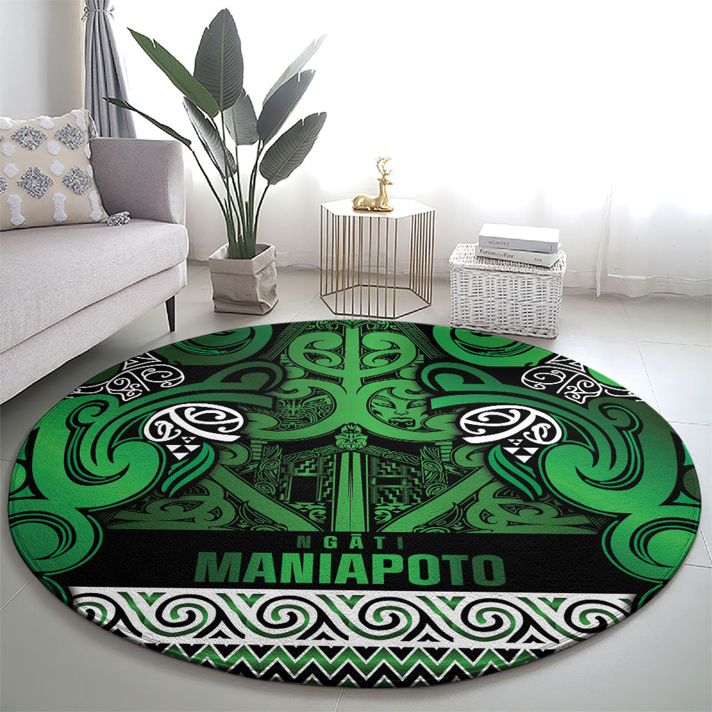 Aotearoa Iwi Ngati Maniapoto Round Carpet Maori Wharenui House Tribal Pattern LT9 - Polynesian Pride