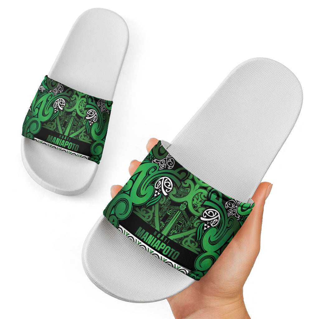 Aotearoa Iwi Ngati Maniapoto Slide Sandals Maori Wharenui House Tribal Pattern LT9 - Polynesian Pride