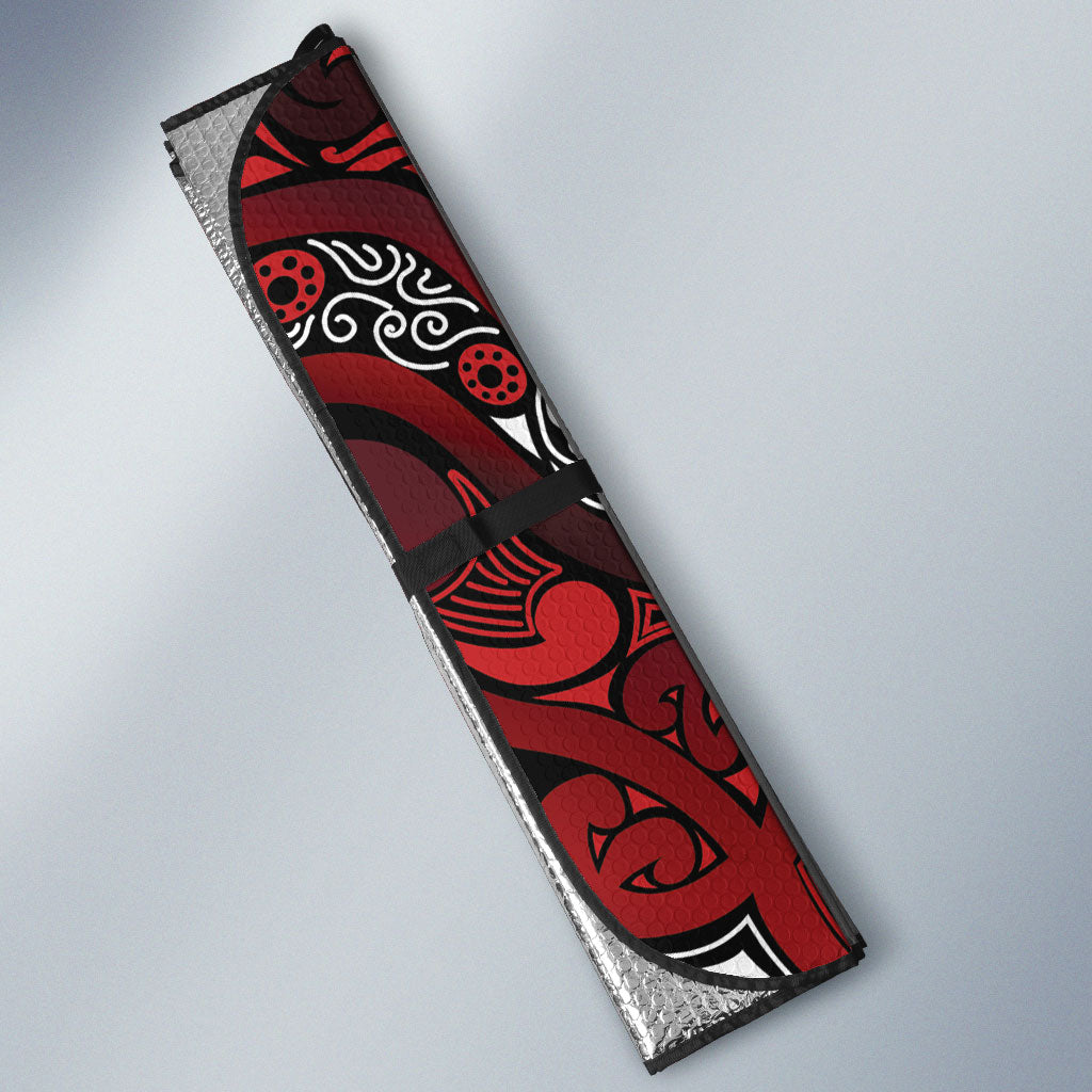 Aotearoa Iwi Te Arawa Auto Sun Shade Maori Wharenui House Tribal Pattern LT9 - Polynesian Pride