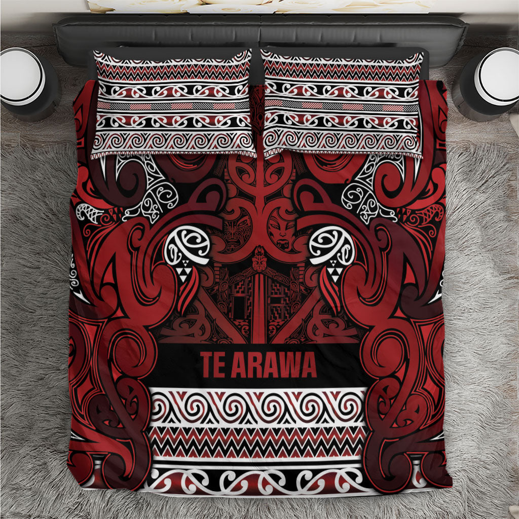 Aotearoa Iwi Te Arawa Bedding Set Maori Wharenui House Tribal Pattern LT9 Dark Red - Polynesian Pride