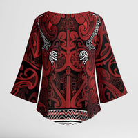 Aotearoa Iwi Te Arawa Kimono Sleeve Blouse Maori Wharenui House Tribal Pattern LT9 - Polynesian Pride