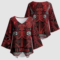 Aotearoa Iwi Te Arawa Kimono Sleeve Blouse Maori Wharenui House Tribal Pattern LT9 - Polynesian Pride
