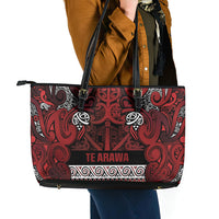 Aotearoa Iwi Te Arawa Leather Tote Bag Maori Wharenui House Tribal Pattern LT9 - Polynesian Pride