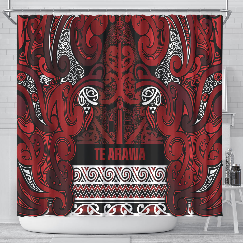 Aotearoa Iwi Te Arawa Shower Curtain Maori Wharenui House Tribal Pattern LT9 - Polynesian Pride