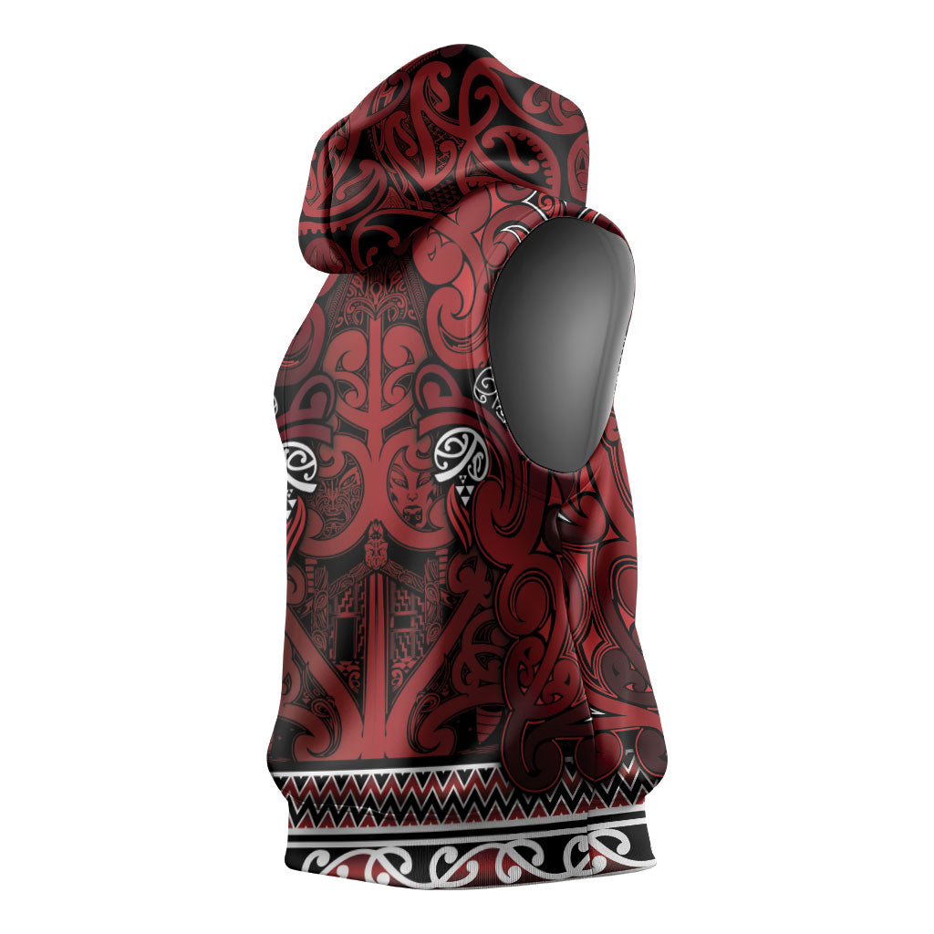 Aotearoa Iwi Te Arawa Sleeveless Hoodie Maori Wharenui House Tribal Pattern LT9 - Polynesian Pride