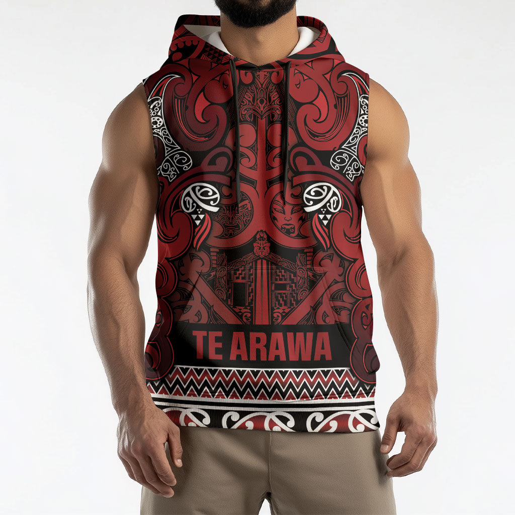 Aotearoa Iwi Te Arawa Sleeveless Hoodie Maori Wharenui House Tribal Pattern LT9 - Polynesian Pride
