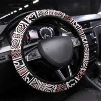 Aotearoa Iwi Te Arawa Steering Wheel Cover Maori Wharenui House Tribal Pattern LT9 Universal Fit Dark Red - Polynesian Pride