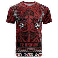 Aotearoa Iwi Te Arawa T Shirt Maori Wharenui House Tribal Pattern LT9 Dark Red - Polynesian Pride