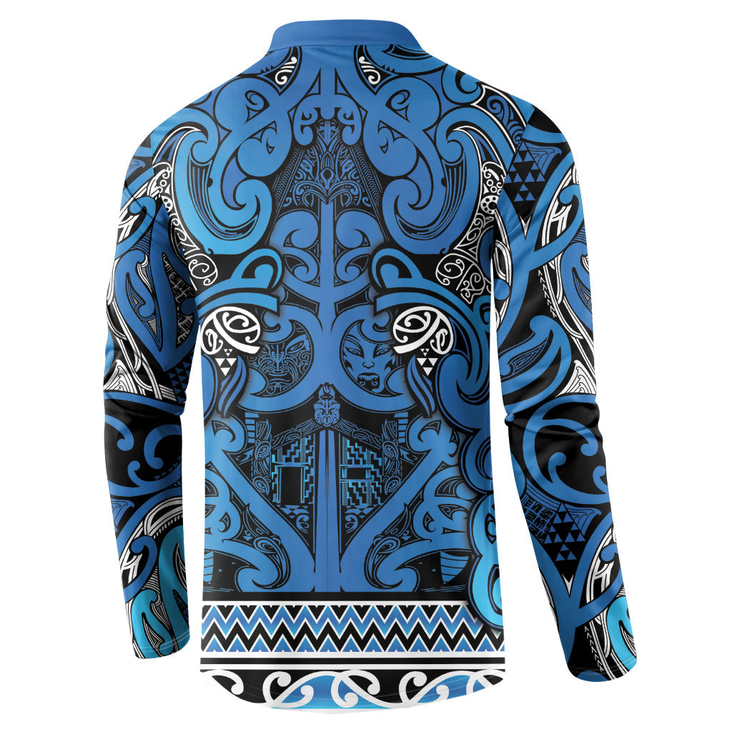 Aotearoa Iwi Ngati Porou Button Sweatshirt Maori Wharenui House Tribal Pattern LT9 - Polynesian Pride