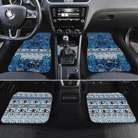 Aotearoa Iwi Ngati Porou Car Mats Maori Wharenui House Tribal Pattern LT9 Set 4pcs Blue - Polynesian Pride