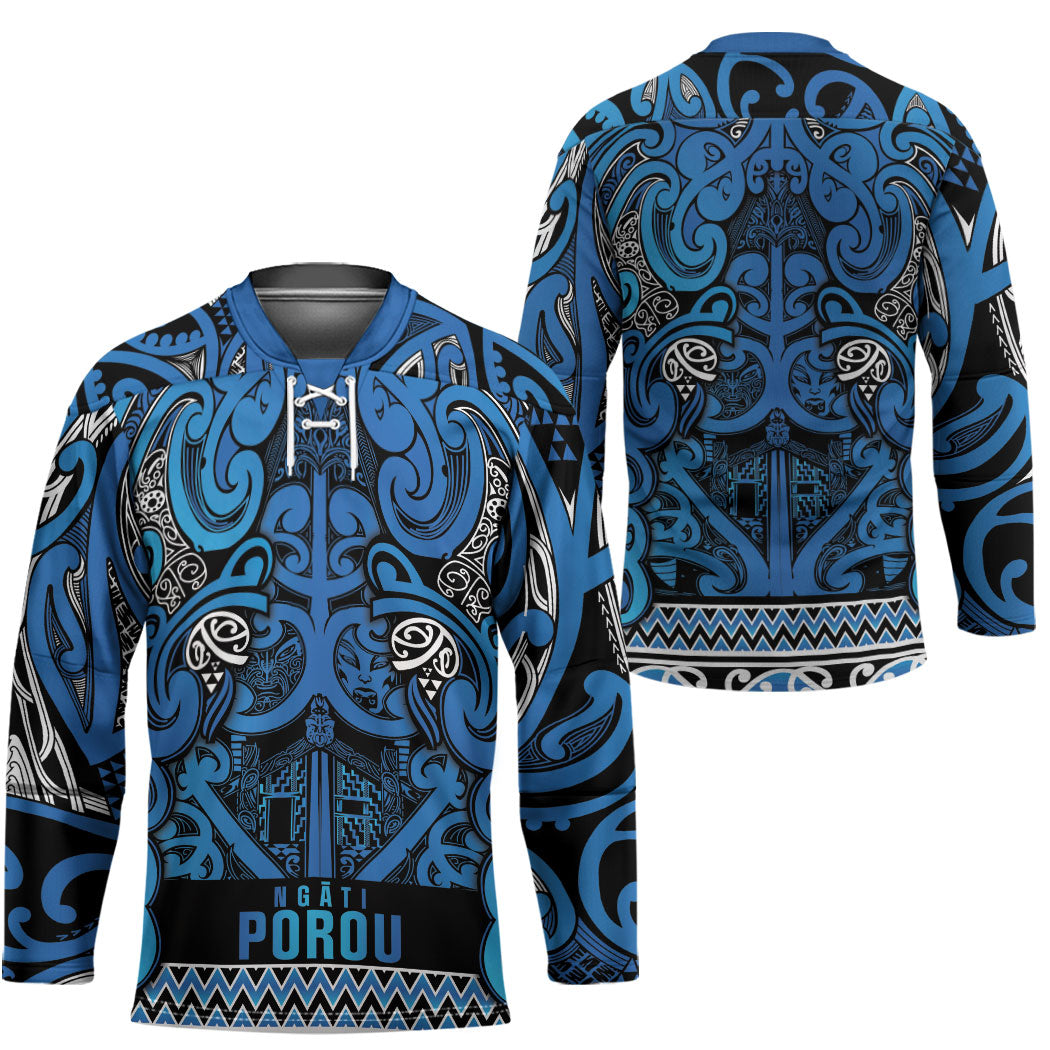 Aotearoa Iwi Ngati Porou Hockey Jersey Maori Wharenui House Tribal Pattern LT9 - Polynesian Pride