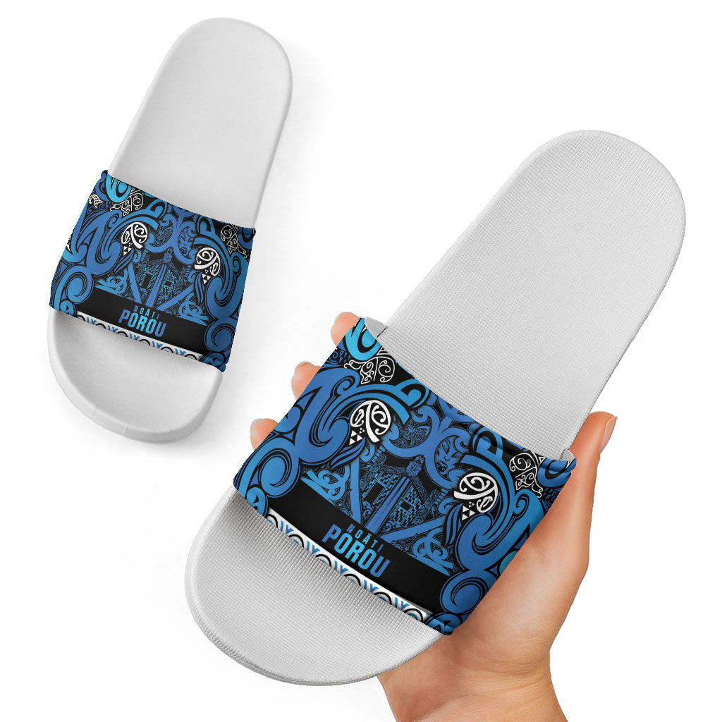 Aotearoa Iwi Ngati Porou Slide Sandals Maori Wharenui House Tribal Pattern LT9 - Polynesian Pride