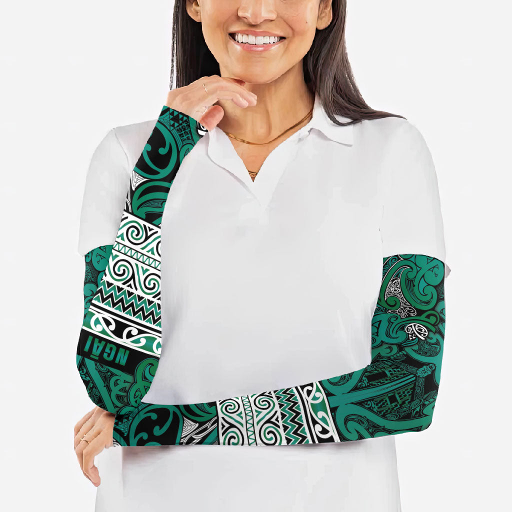 Aotearoa Iwi Ngai Tahu Arm Sleeves Maori Wharenui House Tribal Pattern LT9 - Polynesian Pride