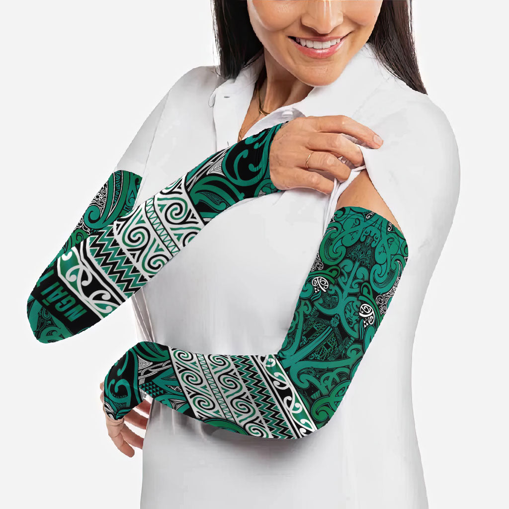 Aotearoa Iwi Ngai Tahu Arm Sleeves Maori Wharenui House Tribal Pattern LT9 - Polynesian Pride