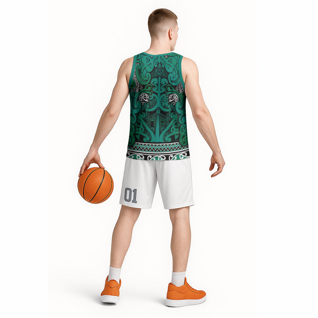 Aotearoa Iwi Ngai Tahu Basketball Jersey Maori Wharenui House Tribal Pattern LT9 - Polynesian Pride