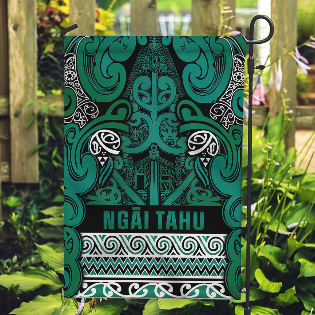 Aotearoa Iwi Ngai Tahu Garden Flag Maori Wharenui House Tribal Pattern LT9 Garden Flag Turquoise - Polynesian Pride
