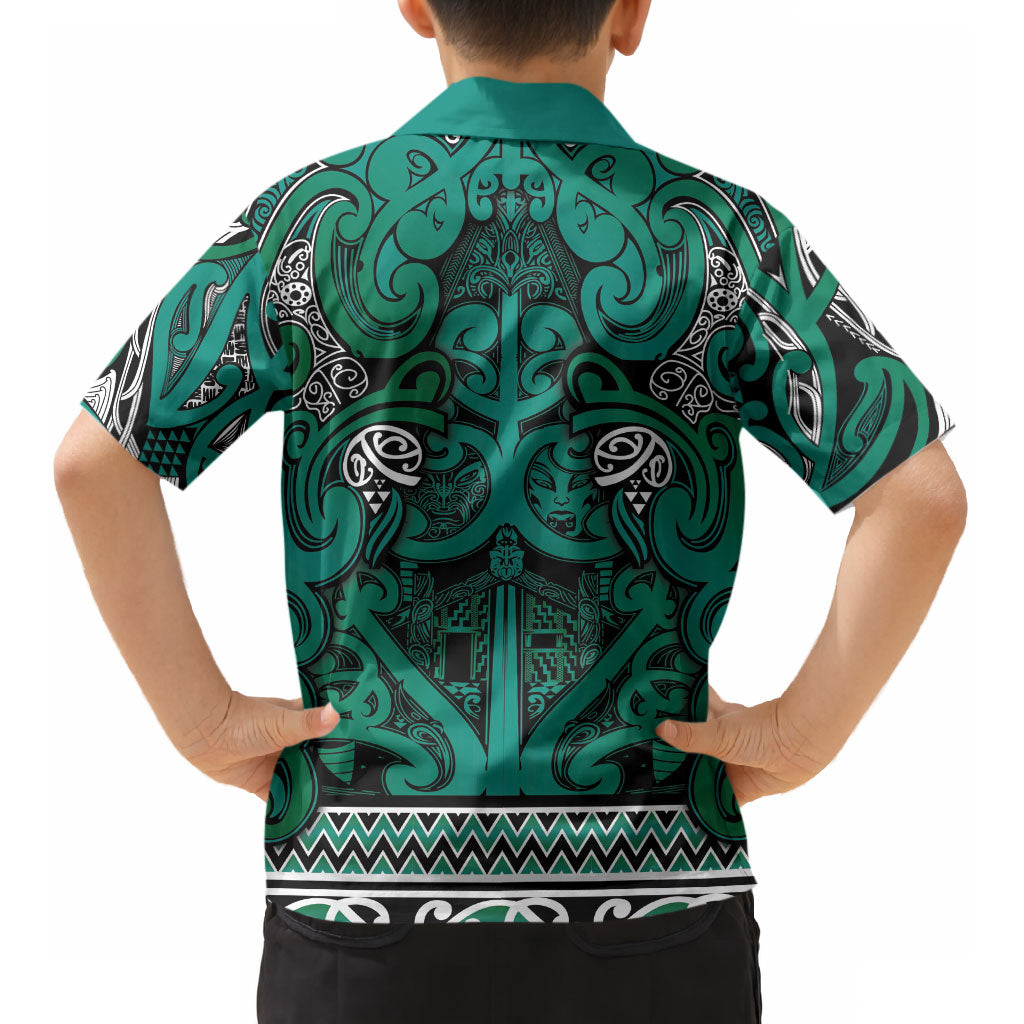 Aotearoa Iwi Ngai Tahu Kid Hawaiian Shirt Maori Wharenui House Tribal Pattern LT9 - Polynesian Pride