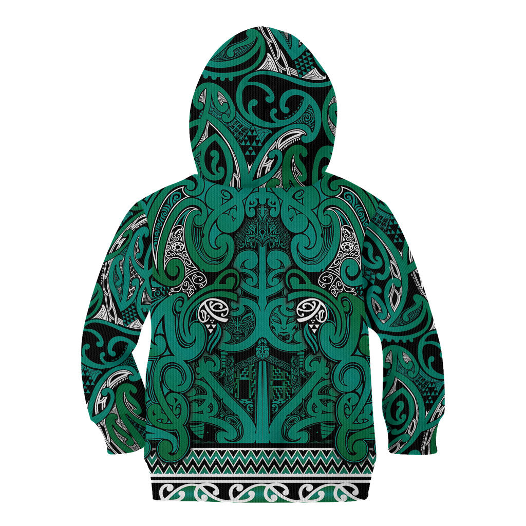 Aotearoa Iwi Ngai Tahu Kid Hoodie Maori Wharenui House Tribal Pattern LT9 - Polynesian Pride