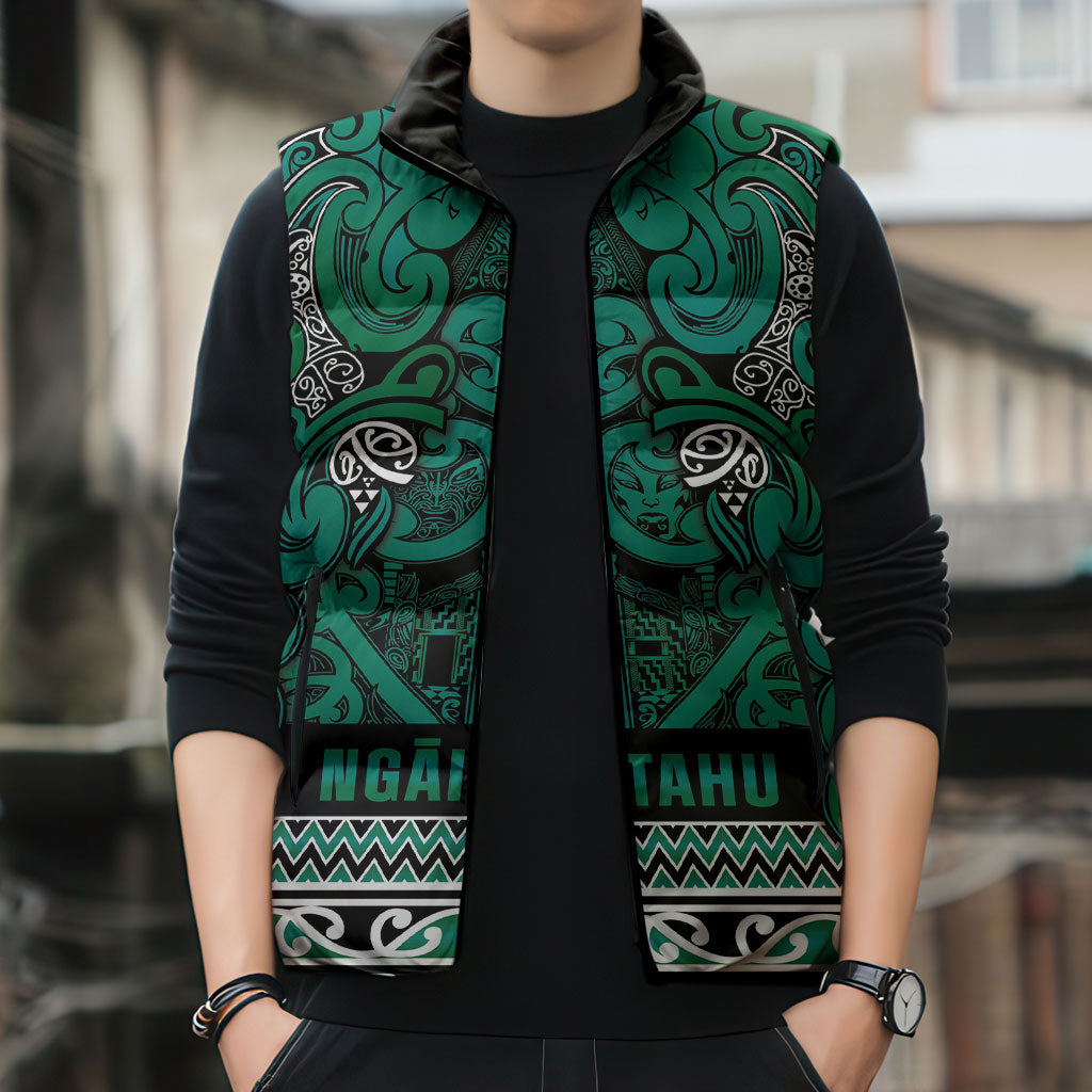 Aotearoa Iwi Ngai Tahu Sleeveless Puffer Jacket Maori Wharenui House Tribal Pattern LT9 - Polynesian Pride