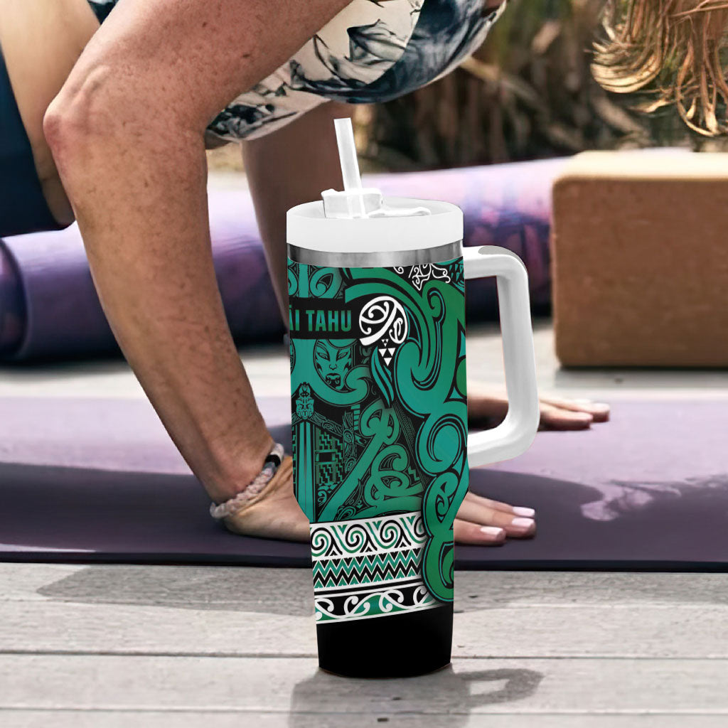 Aotearoa Iwi Ngai Tahu Tumbler With Handle Maori Wharenui House Tribal Pattern LT9 - Polynesian Pride