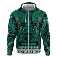 Aotearoa Iwi Ngai Tahu Zip Hoodie Maori Wharenui House Tribal Pattern LT9 Zip Hoodie Turquoise - Polynesian Pride
