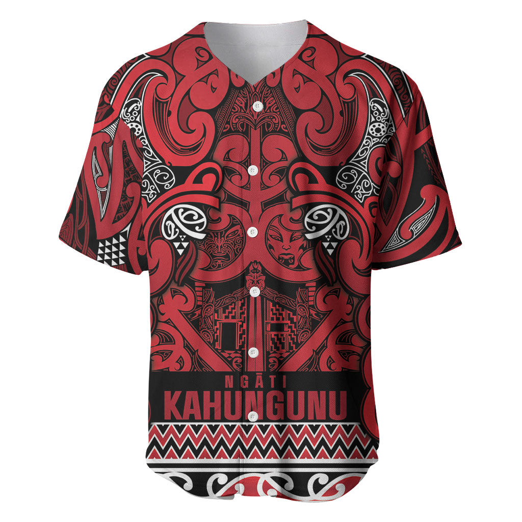 Aotearoa Iwi Ngati Kahungunu Baseball Jersey Maori Wharenui House Tribal Pattern LT9 Dark red - Polynesian Pride