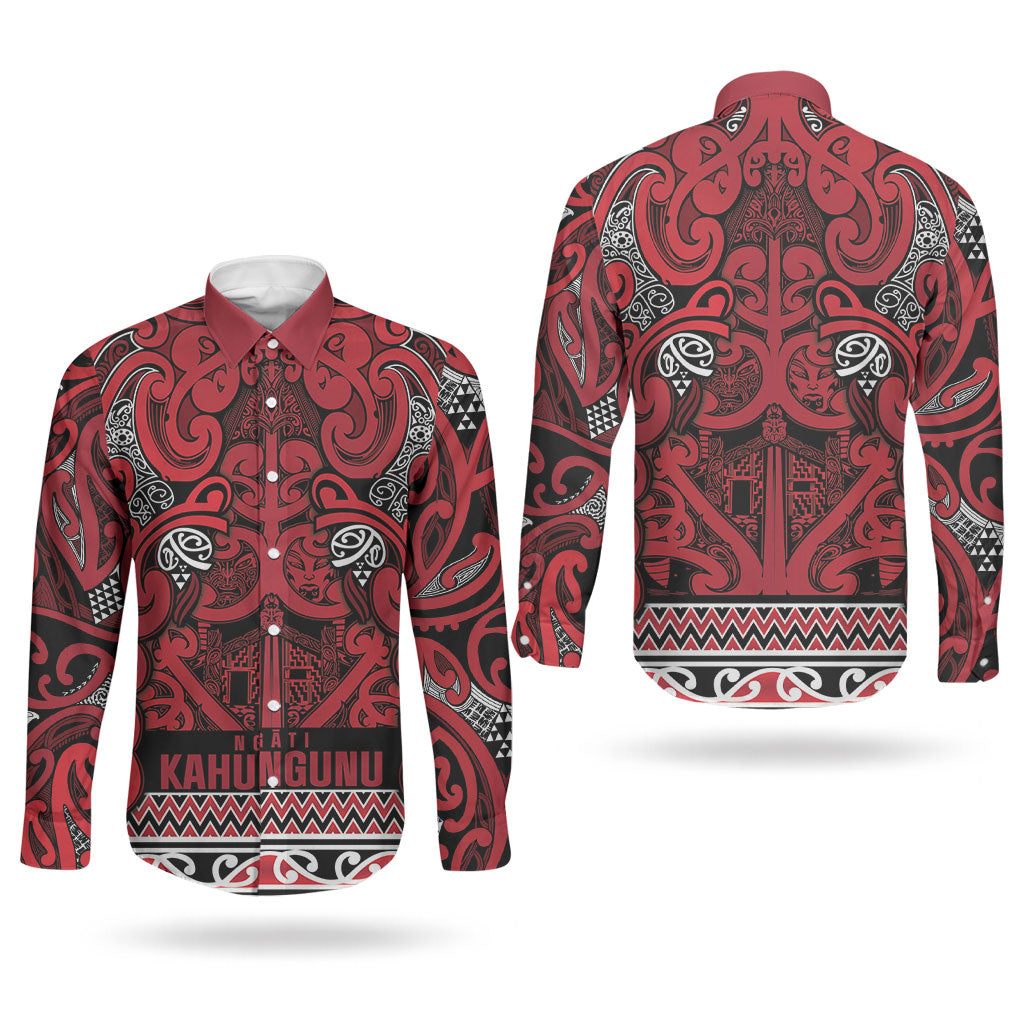 Aotearoa Iwi Ngati Kahungunu Couples Matching Off Shoulder Maxi Dress and Long Sleeve Button Shirt Maori Wharenui House Tribal Pattern LT9 - Polynesian Pride