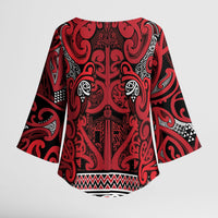 Aotearoa Iwi Ngati Kahungunu Kimono Sleeve Blouse Maori Wharenui House Tribal Pattern LT9 - Polynesian Pride