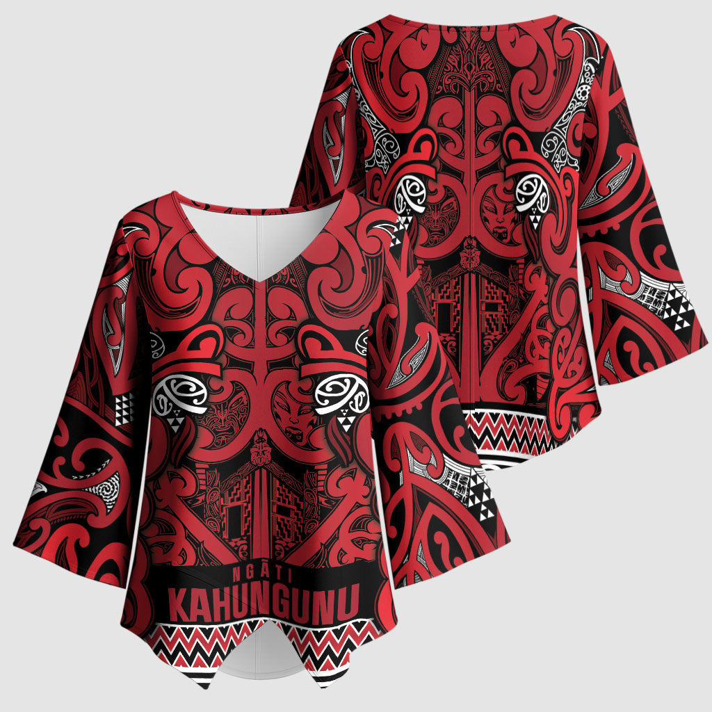 Aotearoa Iwi Ngati Kahungunu Kimono Sleeve Blouse Maori Wharenui House Tribal Pattern LT9 - Polynesian Pride