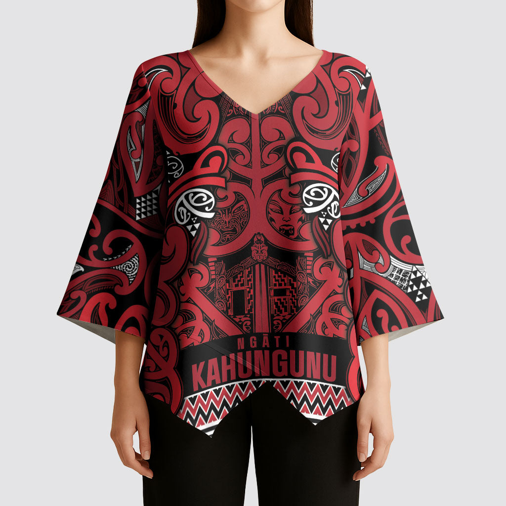 Aotearoa Iwi Ngati Kahungunu Kimono Sleeve Blouse Maori Wharenui House Tribal Pattern LT9 - Polynesian Pride