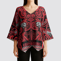 Aotearoa Iwi Ngati Kahungunu Kimono Sleeve Blouse Maori Wharenui House Tribal Pattern LT9 - Polynesian Pride