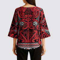 Aotearoa Iwi Ngati Kahungunu Kimono Sleeve Blouse Maori Wharenui House Tribal Pattern LT9 - Polynesian Pride