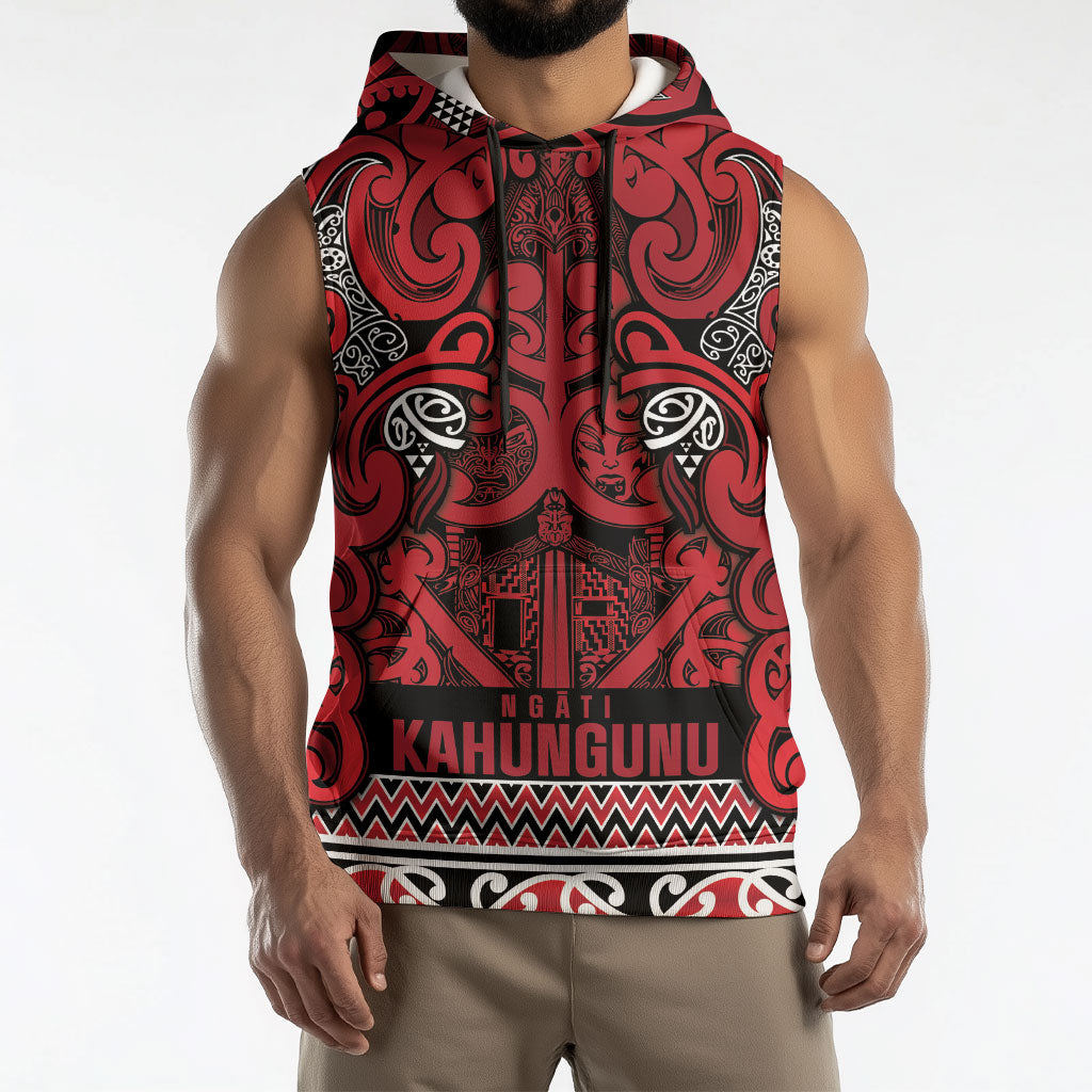 Aotearoa Iwi Ngati Kahungunu Sleeveless Hoodie Maori Wharenui House Tribal Pattern LT9 - Polynesian Pride
