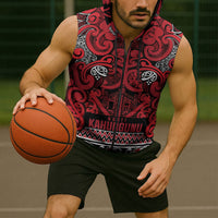 Aotearoa Iwi Ngati Kahungunu Sleeveless Zip Hoodie Maori Wharenui House Tribal Pattern LT9 - Polynesian Pride