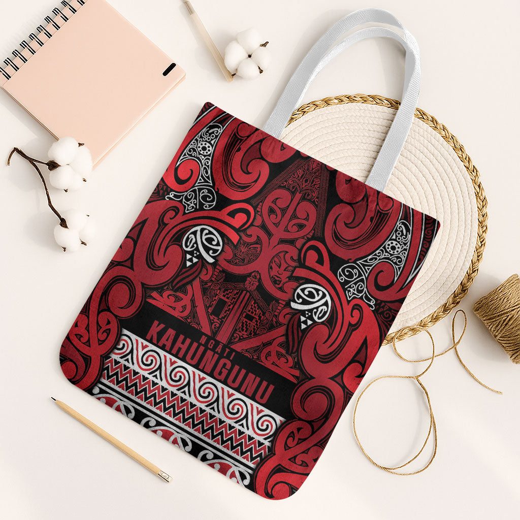 Aotearoa Iwi Ngati Kahungunu Tote Bag Maori Wharenui House Tribal Pattern LT9 White Strap One Size Dark red - Polynesian Pride