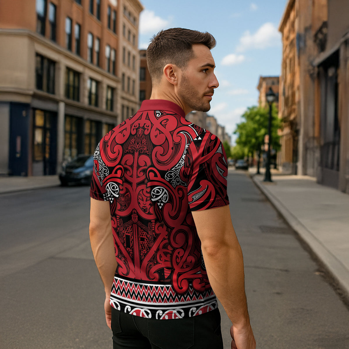Aotearoa Iwi Ngati Kahungunu Zipper Polo Shirt Maori Wharenui House Tribal Pattern LT9 - Polynesian Pride
