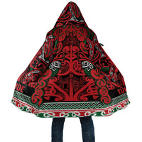Aotearoa Iwi Tuhoe Cloak Maori Wharenui House Tribal Pattern LT9 Unisex Green Red - Polynesian Pride