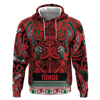 Aotearoa Iwi Tuhoe Hoodie Maori Wharenui House Tribal Pattern LT9 Pullover Hoodie Green Red - Polynesian Pride