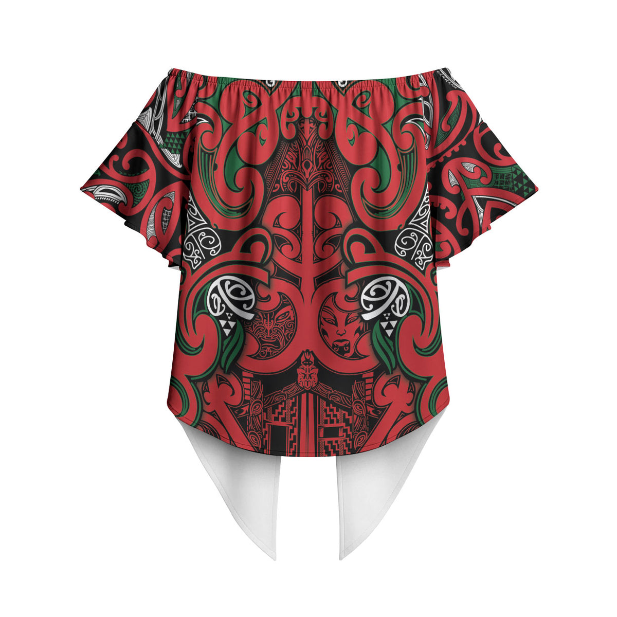 Aotearoa Iwi Tuhoe Off Shoulder Wrap Waist Top Maori Wharenui House Tribal Pattern LT9 - Polynesian Pride