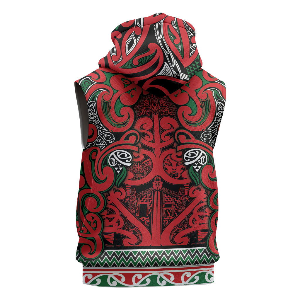 Aotearoa Iwi Tuhoe Sleeveless Zip Hoodie Maori Wharenui House Tribal Pattern LT9 - Polynesian Pride