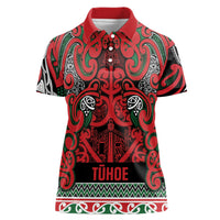 Aotearoa Iwi Tuhoe Women Polo Shirt Maori Wharenui House Tribal Pattern LT9 Female Green Red - Polynesian Pride