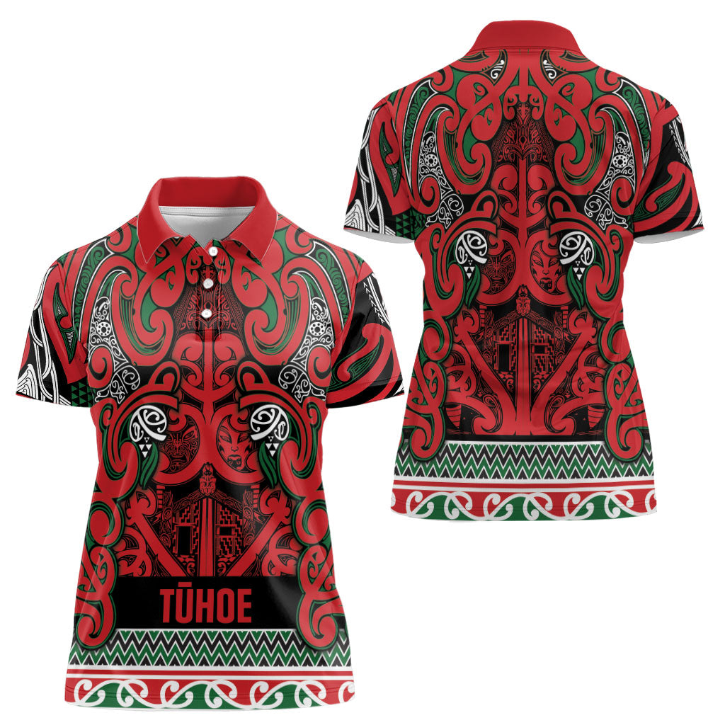 Aotearoa Iwi Tuhoe Women Polo Shirt Maori Wharenui House Tribal Pattern LT9 - Polynesian Pride